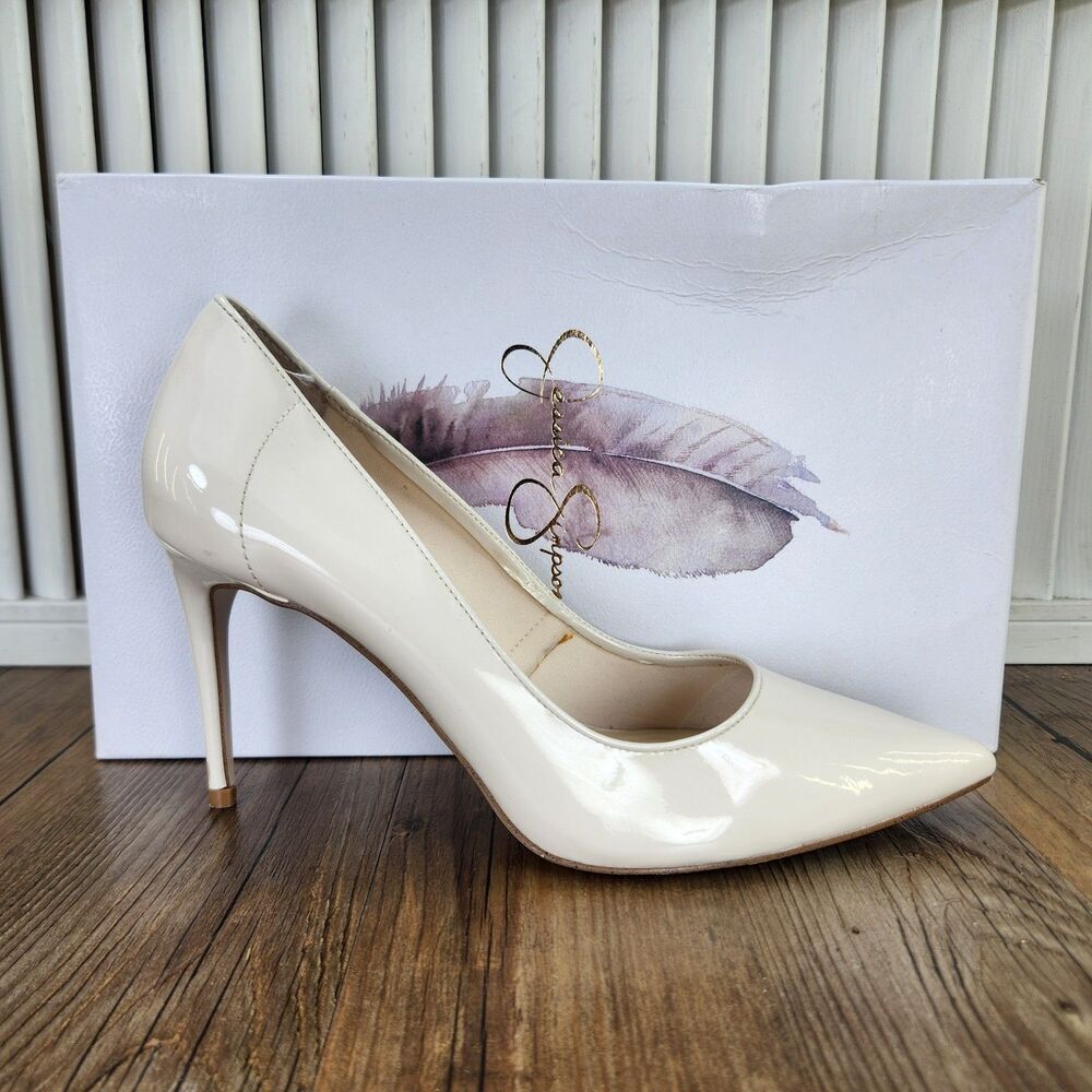 Jessica Simpson Setria Stiletto Heels Womens Sz 7M Chalk Super Soft Patent Pumps